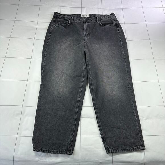 Boden Jeans Womens 30 Washed Black Boyfriend Slouchy Cotton Crop Straight Leg - Picture 3 of 14